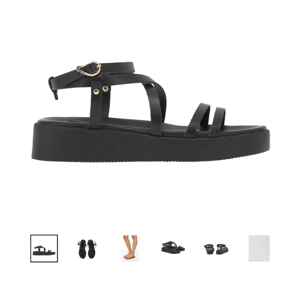 Ancient Greek Sandals Aristea in Black Leather